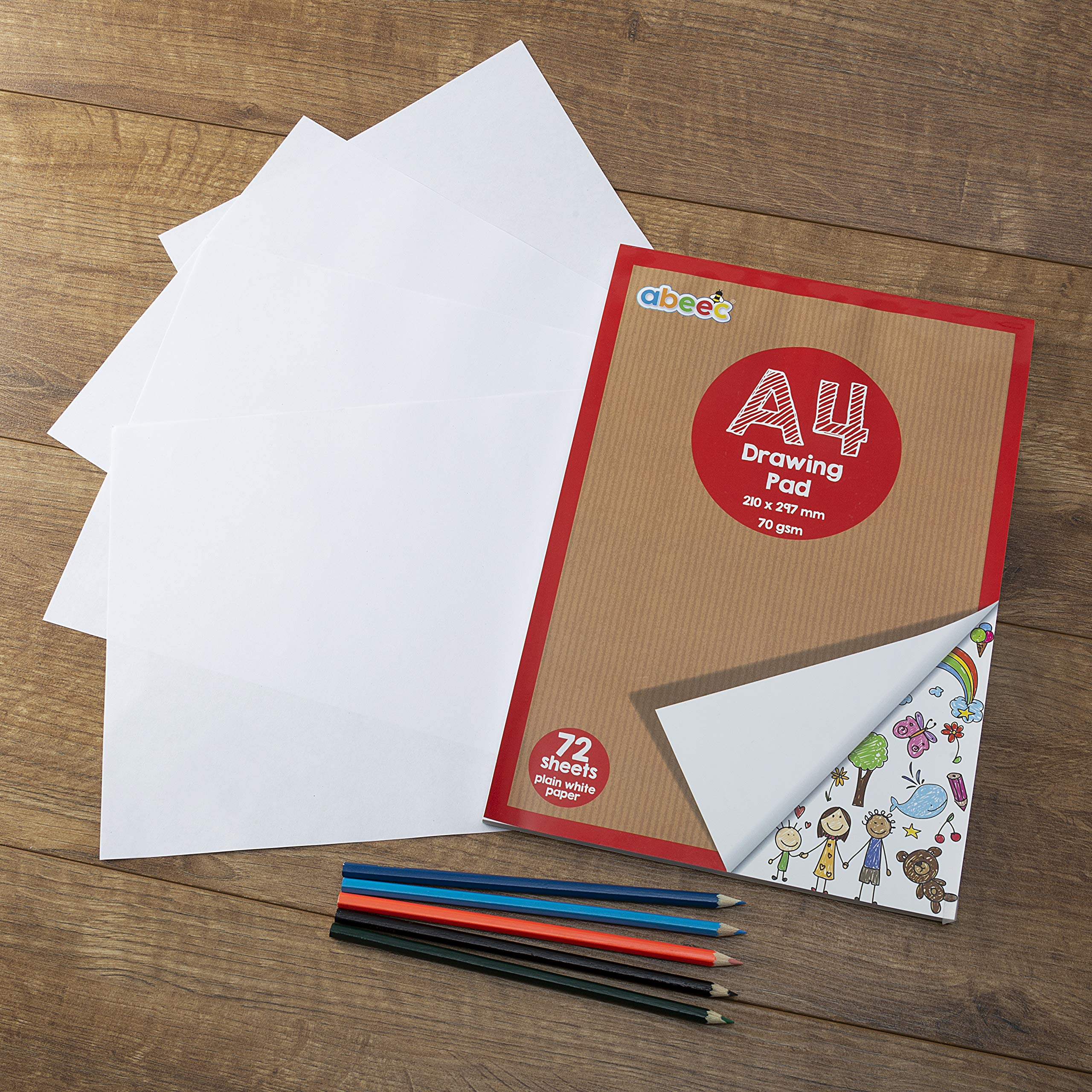 abeec A4 Plain Paper Drawing Pads - 72 Sheet Sketch Book 2 Pack - Arts And Craft Scrap Book Essential For Kids Activity Packs - Colouring Books For Children - Drawing Paper for Children