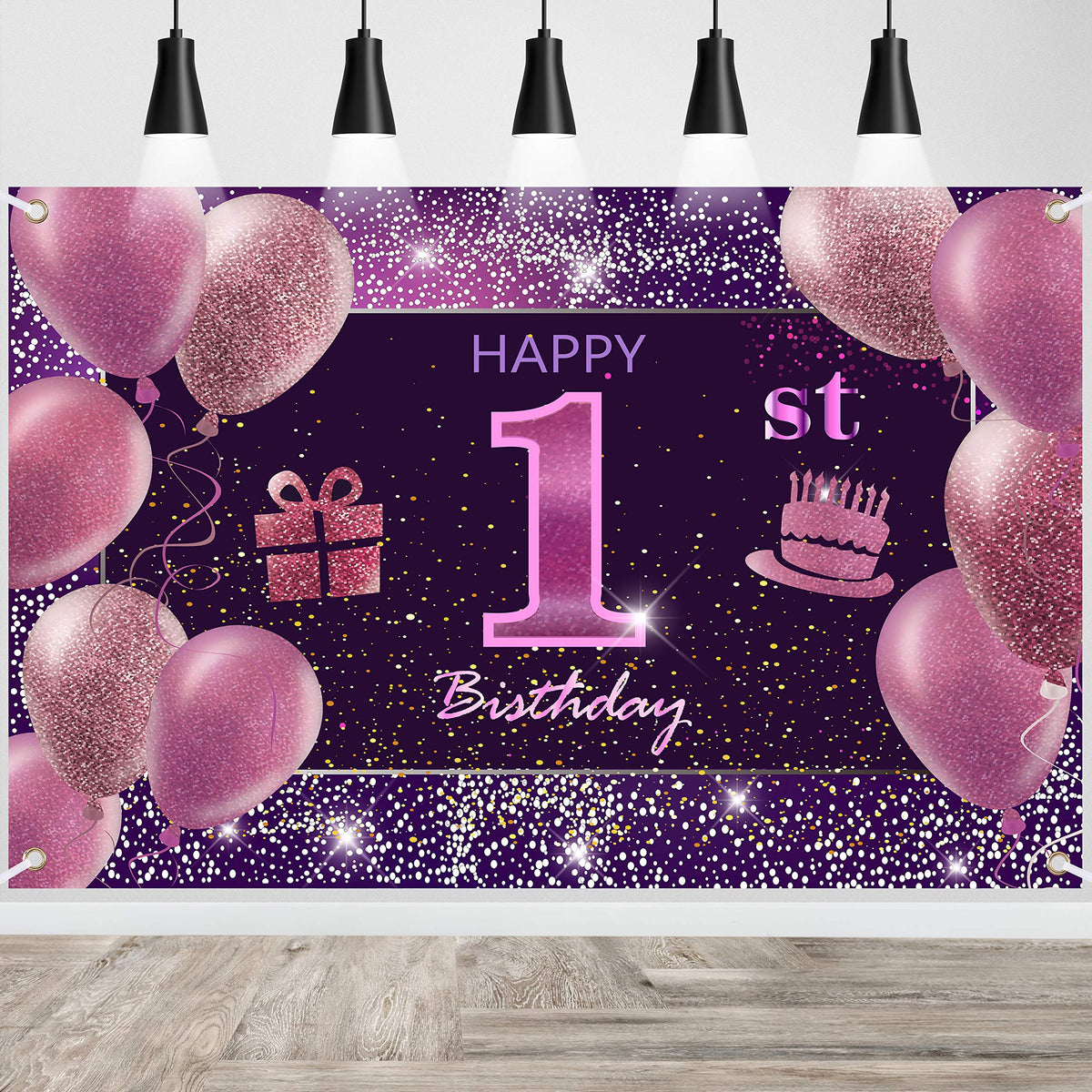 88th Birthday Decorations IMISI Happy Birthday Banner Pink Birthday Backdrop Decorations for a Party
