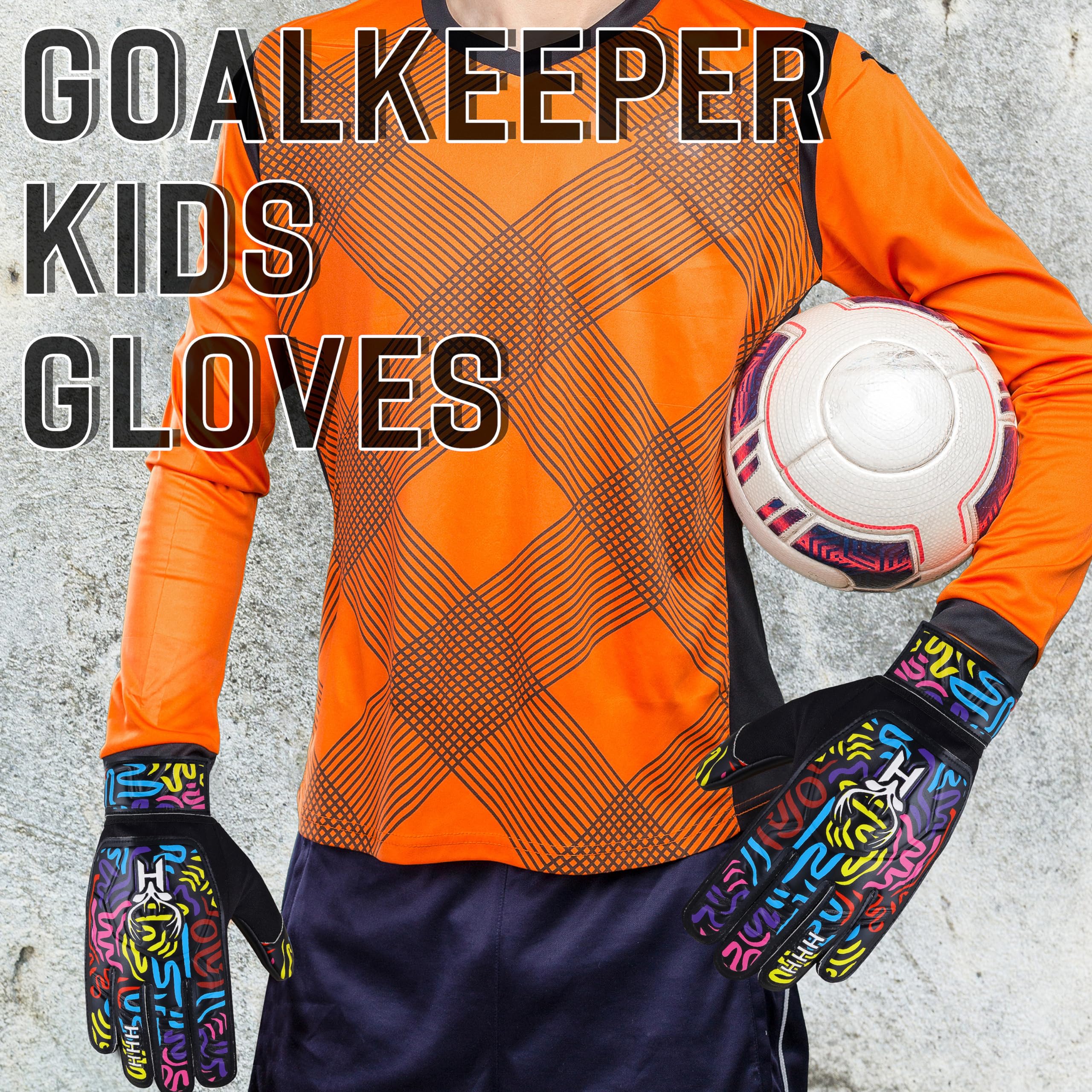 HHH Football Goalkeeper Gloves For Boys, Kids Children Youth Soccer Goalie Gloves with 4mm Latex Super Grip Palms Goalkeeping Gloves (3)